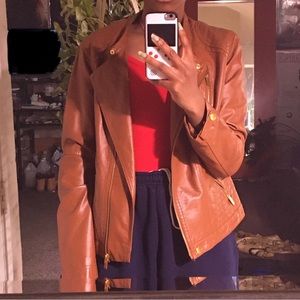 Metaphor honey brown faux leather jacket